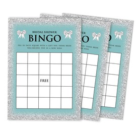 Inkdotpot 50 Glitter Bridal Bingo Game Cards For Bridal Wedding Shower Bachelorette Party Bulk Blank Square Fill In Gift Ideas