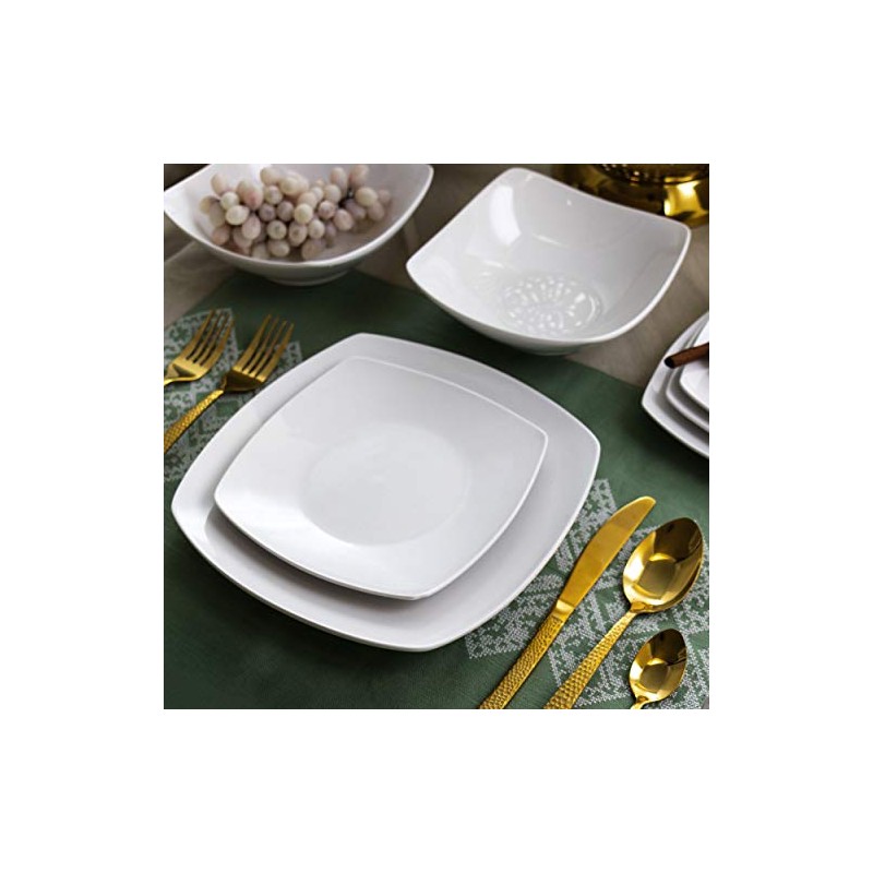 Elama White Porcelain Dish Dinnerware Set, 18 Piece, Newman