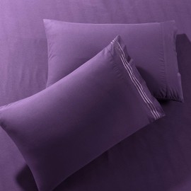 Bed Sheets - Full Sheet Set [6-Piece, Purple] - Hotel Luxury 1800 Brushed Microfiber - Soft and Breathable - Deep Pocket Fitted Sheet, Flat Sheet, Pillow Cases