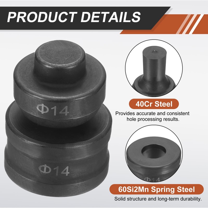 sourcing map Hydraulic Hole Punch Die Φ14mm Round Hole 40Cr