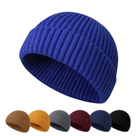 Beanie Hat for Men - Winter Knitted Beanie Hat Soft Cuffed Wooly Beanie Classic Winter Hats with Stretchy Fleece Lined (Blue)
