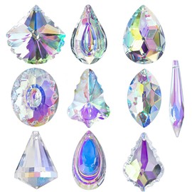H&D HYALINE & DORA 10pcs Coloful Crystal Chandelier Lamp Lighting Drops Pendants Prisms Hanging Glass Prisms Parts Suncatcher Home Car Decor