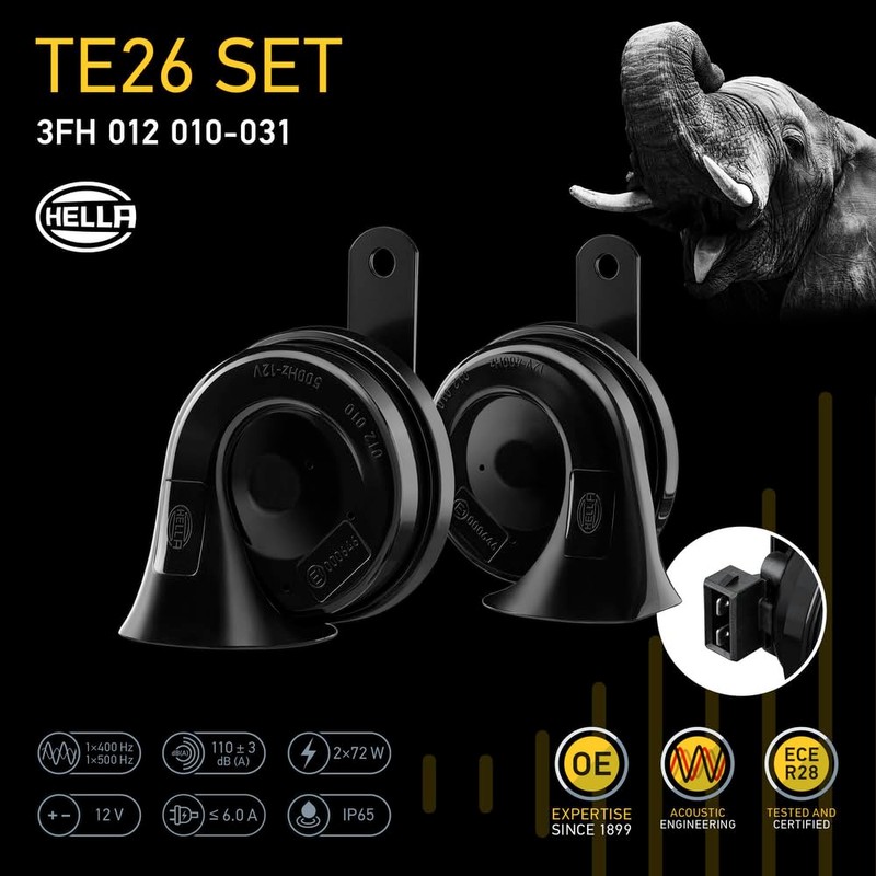 HELLA Trumpet Horn - OE-CONNECT HORN TE26 SET - 12V