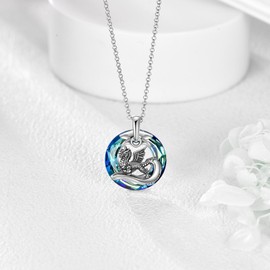 SHINYKEND 925 Sterling Silver Dragon Necklace for Women, Crystal Dragon Pendant Necklace Valentine's Day Birthday Mothers Day Graduation Animal Jewelry Gifts for Her Girlfriend Daughter 18+2"