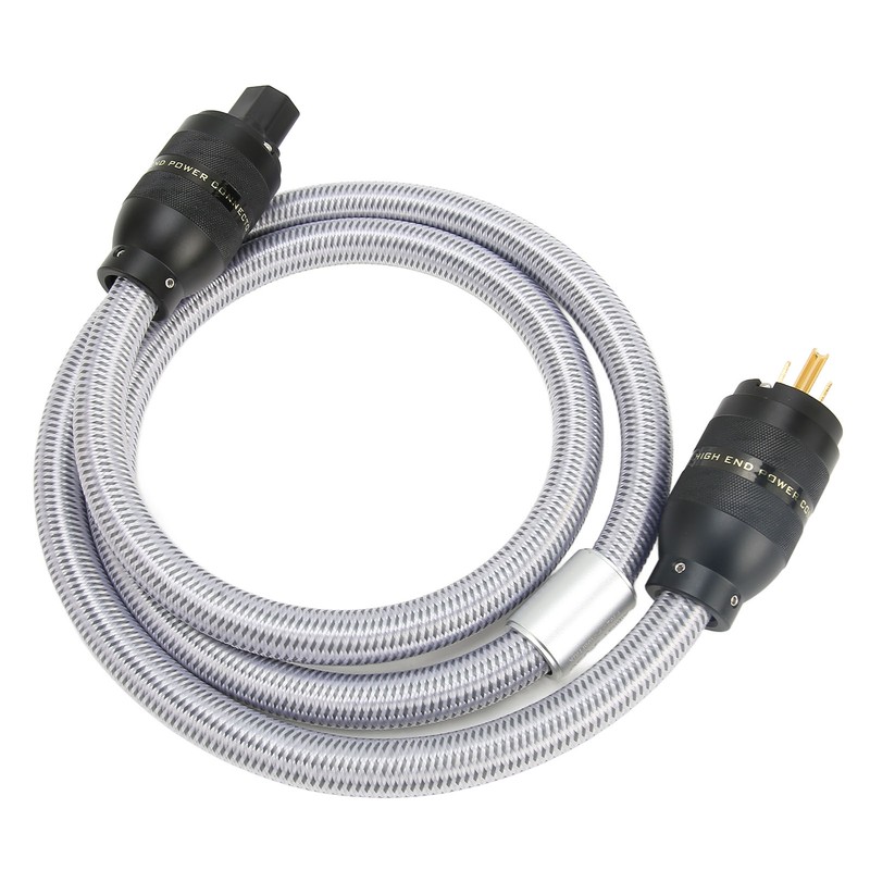 HiFi Power Cable Pure Copper Gold Plated Double Shielding Audiophile