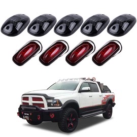 LBRST 5x Clear 12 LED Smoke Cab Roof Running Top Marker Lights Assembly Red Fender Marker Light Replacement for Dodge Ram 1500 2500 3500 4500 5500 2003-2018 Pickup Trucks