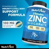 Nutrivein Premium Zinc Gluconate 100mg | Immune System Support &