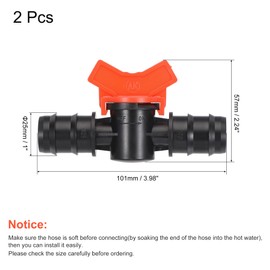 sourcing map Ball Valve 23mm Barb Connector Shut Off Switch Plastic for Irrigation Drip Tube 2 Pack
