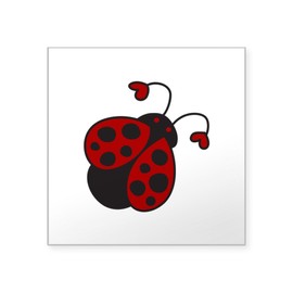 CafePress Heart Ladybug Sticker Square Bumper Sticker Car Decal