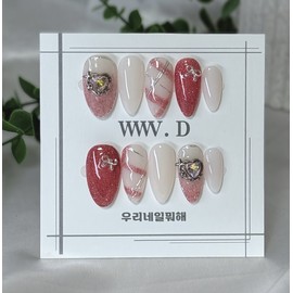 Blush Ribbon Glow ㅣ What are we doing with our nails? Handmade nail tips - Stiletto / 블러쉬 리본 글로우 ㅣ 우리네일뭐해 수제 네일팁 - 스틸레토
