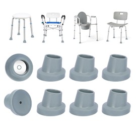 supregear Shower Chair Leg Caps - Heavy Duty Replacement Feet for Shower Stools Bath Seat, 1-1/8" I.D. Slope Rubber Tips for Transfer Bench Non-Slip Extreme Grip Suction Cup Feet, 8PK