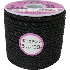 Yutaka Make RE-34 PE Color Rope, Bobbin Roll, 0.2 inches (5 mm) x 99.8 ft (30 m), Black