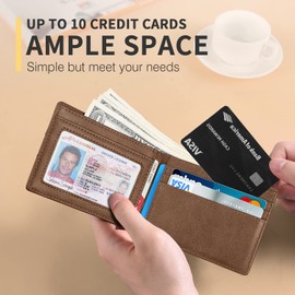 RUNBOX Wallet for Men,Mens Wallet,Slim Leather Bifold,RFID Blocking 8 Slots Gift Box