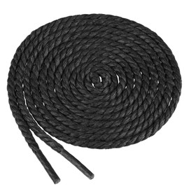 Elerevyo 1 Pair Waxed Round Braided Shoe Laces Shoestrings Waterproof Shoelaces for Boots Shoes 140cm/55.12" Black