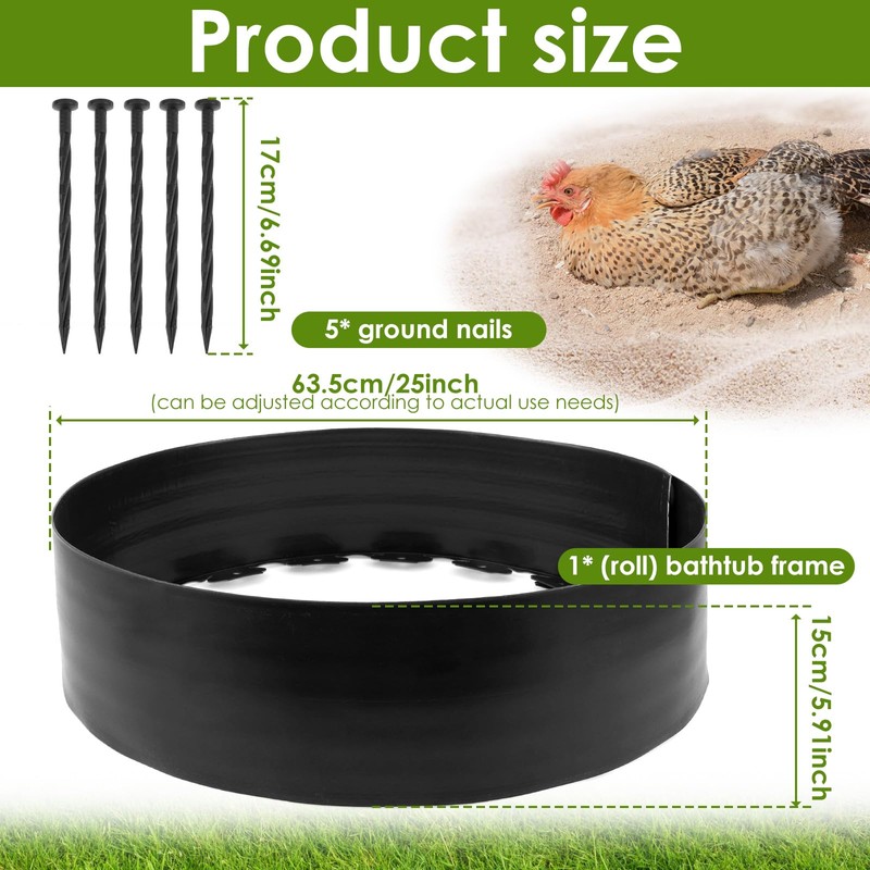 Chicken Dust Bathtub,Bottomless PE Chicken Dust Bath Containers,Adjustable Chick Coop