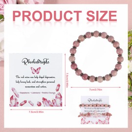 Mikovivi 2pcs Gemstone Bracelets for Women Men, 0.3 Inch Diameter Bracelets Stones and Crystals Elastic Natural Stone Bracelet Bead Bracelets for Valentine's Day Birthday Gift