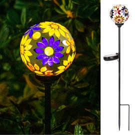VCUTEKA Solar Garden Lights, Mosaic Solar Lights Outdoor Decor Pathway Light Waterpoof LED Stake Light for Landscape Lawn Patio Yard Decoration 1 Pack