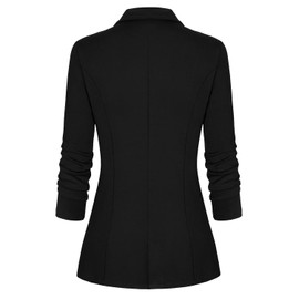 Genhoo Women's Long Stretchy Sleeve Open Front Lightweight Work Office Blazer Jacket Black L