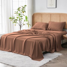 Sijo AiryWeight Tencel Sheet Set, 100% Lyocell Derived from Eucalyptus, Buttery Soft, Architectural Digest 2022 Best Cooling Sheets Winner - 3pc - 2 Pillowcases 1 Fitted (Clay, Full)