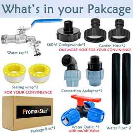 IBC Gooseneck 3/4 Inch Outlet Tap (Double Way), S60 x 6 Tap Stopcock, 3/4 Inch IBC Adapter, IBC Tank Accessories for Rainwater Tank, Water Barrel, IBC Container (Blue)