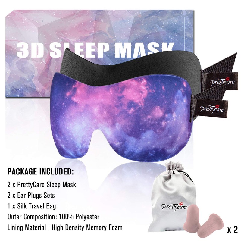 3D Sleep Mask By PrettyCare 2 Pack (Ultra Violet and