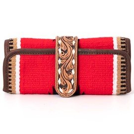 American Darling Jewelry Case Hand Tooled Saddle Blanket Genuine Leather Women Bag Western Handbag Purse Organizer for Travel