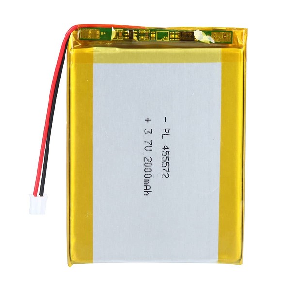 AKZYTUE 3.7V 2000mAh 455572 Lipo Battery Rechargeable Lithium Polymer ion Battery Pack with JST Connector