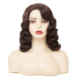 Amnenl Brown 1920s Wig for Women Long Finger Wave Vintage Wigs Lady Synthetic Cosplay Costume Wig
