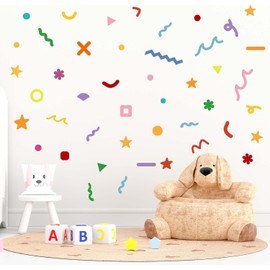 Colorful Sprinkle Confetti Wall Stickers, Wall Decals Peel and Stick DIY Simple Line Graphics Wall Decals for Girls Bedroom, Nursery, Living Room, Playing Room