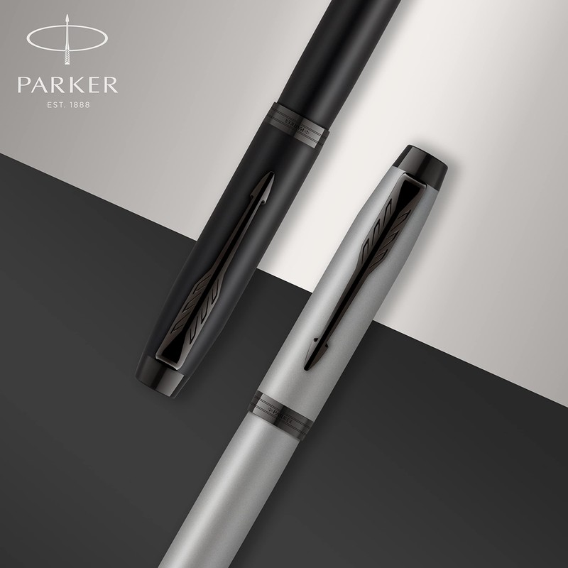 PARKER IM Rollerball Pen, Brushed Metal with Fine Point Black