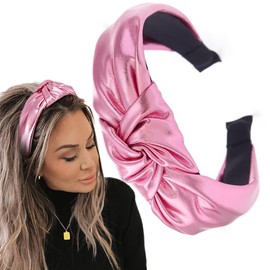 Coridy Gold Wide Headbands Knotted Hairband Fashion Hair Accessories for Women (Pink)