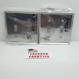Mulberry 2-Gang Toggle Switch Wall Plate Cover Stainless Steel Lot of 2 #97072