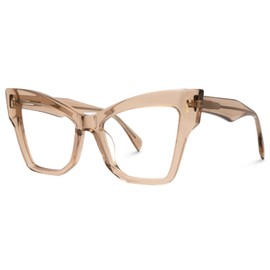 Zeelool Chic Acetate Cat Eye Blue Light Blocking Glasses Computer Eyewear for Women Oversized Eyeglasses Jeanine ZJGA151149-03 Champagne