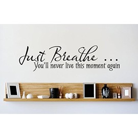 Holiday Gift Wall Decal Just Breathe. You'll Never Live This Moment Again Life Quote Size : 6X24