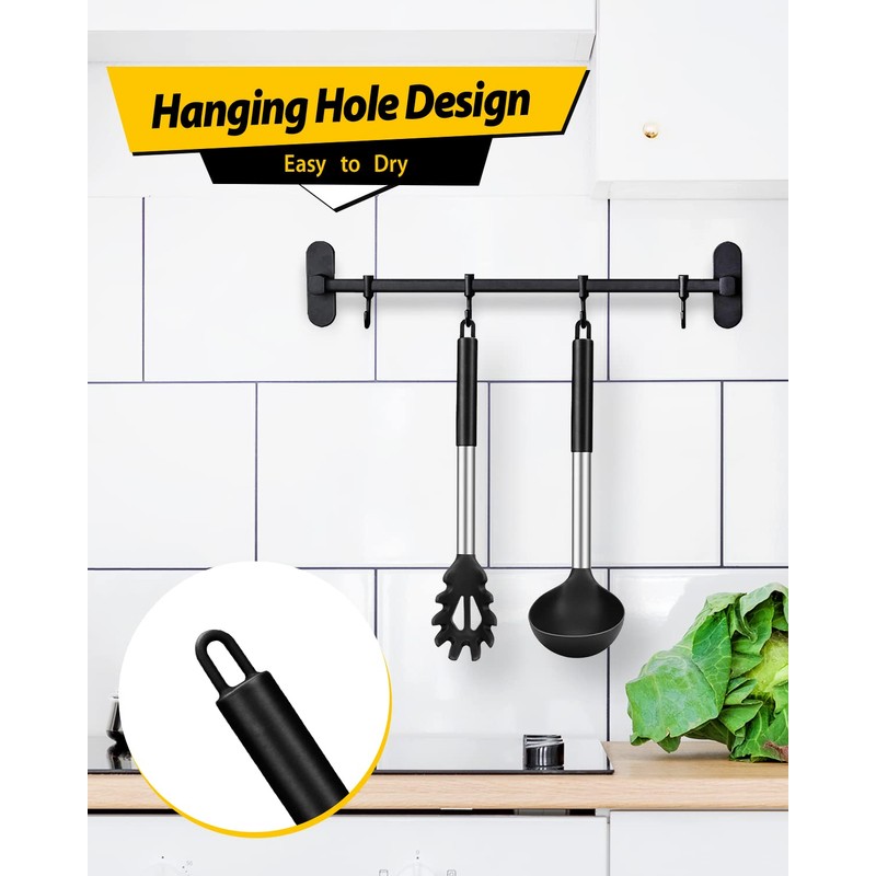 Silicone Pasta Fork and Ladle Spoon Set, Large Non Stick