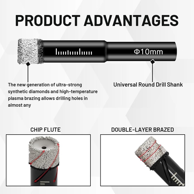 Leogony 8 Pcs Tile Drill Bit, Diamond Bits with Wax