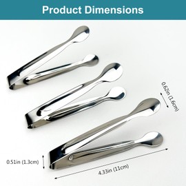 7PCS Mini Stainless Steel Ice and Sugar Tongs – 4.25 Inch Small Serving Tongs for Appetizers, Tea Parties, Coffee Bars, and Kitchen Use (Silver)