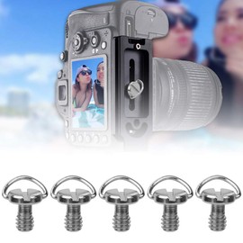 ASHA Camera Screw, 5PCS 1/4" Stainless Steel Male Thread Hinged C-Ring Retaining Screw, Camera Tripod Monopod for Quick Release Plate