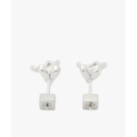 Agnes B H925 Women's Logo Heart Drop Earrings