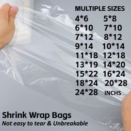 Heat Shrink Wrap Bags 100Pcs 15x22 Inches Professional Grade POF Heat Shrink Wrap is Used to Store Wrap Embellished, Gift Baskets, Shoes, Jars, Industrial Grade PVC Shrink Wrap Bags Transparent