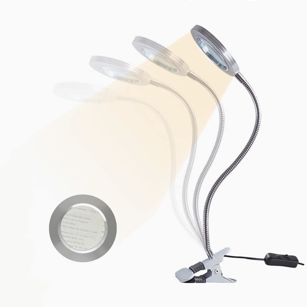 Lupa con luz y soporte, lámpara de computadora LED con