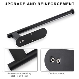 Honmein Paper Towel Holder, Upgrade SUS304 Stainless Steel Paper Towel Holder Under Cabinet, Bend-Resistant, Self-Adhesive or Drill mounting (2 Black)