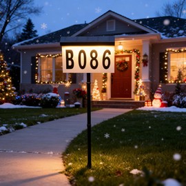 Light Up House Number for House,Solar Address Sign for Yard,Warm& Cool Solar Address light for Yard.Waterproof Solar Address Number for Outside,Mailbox,House(Wall Mounted+In Ground)
