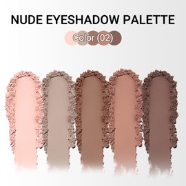 Erinde Nude Neutral Eyeshadow Palette Makeup - 5 Colors Matte Brown Natural Eye Shadow Palette, Cool-Toned Nude Taupe Eye Makeup Looks, Ultra-Blendable Matt Eyeshadow Pallete, 02#