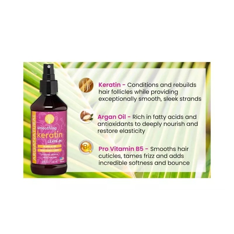 Arganatural Smoothing Keratin Leave-in Conditioner 8 Fl Oz