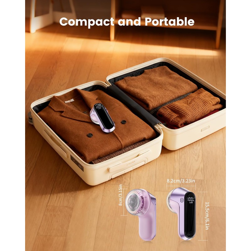 coldSky Fabric Shaver, Rechargeable Lint Shaver with Digital Display, Portable