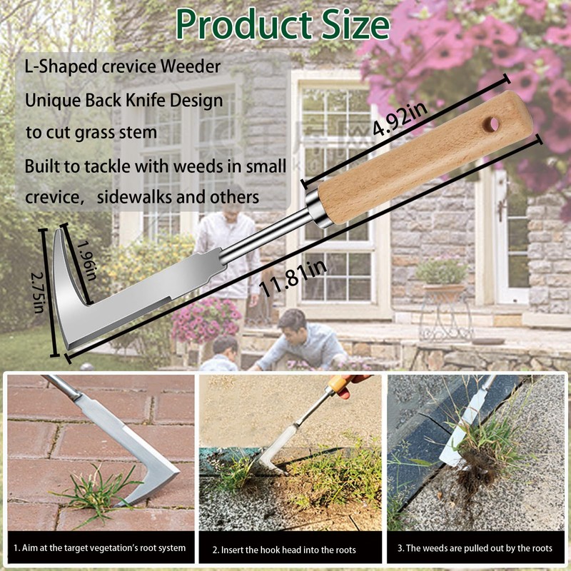 Weed Puller Tool,Crack Weeder Tool, Stainless Steel Crevice Weeding Digger
