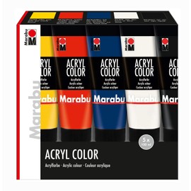 Marabu 120100087 Acrylic Color Assortment, 5 x 100 ml