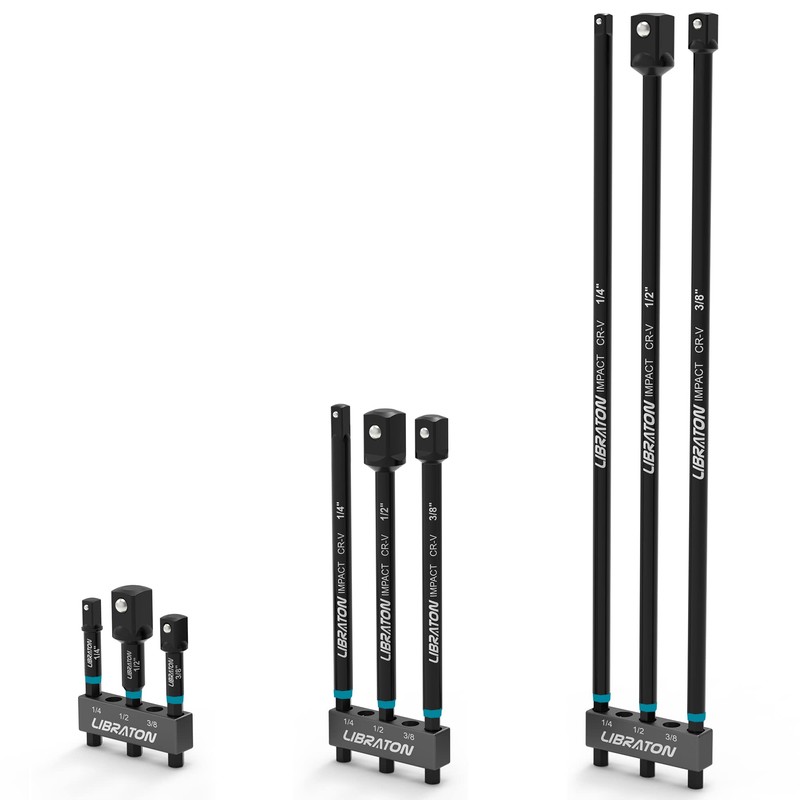 Libraton Impact Grade Socket Adapter Set, 3" 6" 12", Drill