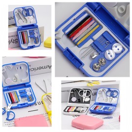2 Pack Mini Sewing Kit,Portable Sewing Kit,Travel Emergency Repair Kit with Portable Case,Needle and Thread Kit fit for Basic Sewing Accessories for Adults,Beginner (White+Blue)
